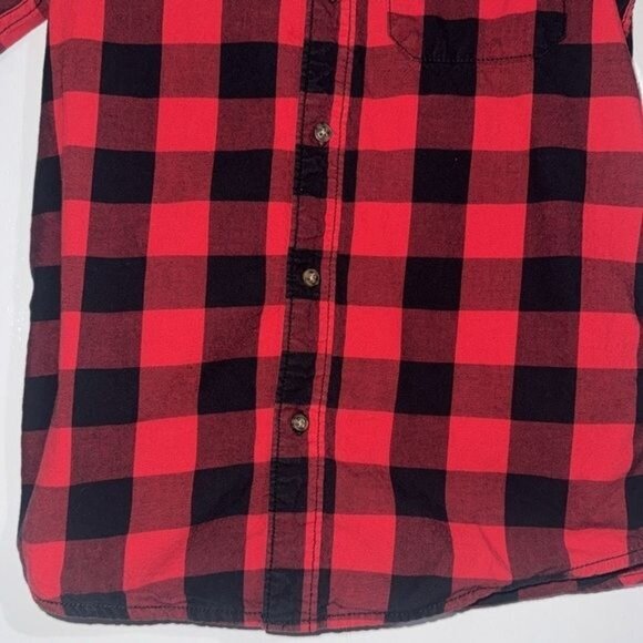 Carters Boys Red & Black Plaid Flannel Shirt Size 8 - Picture 3 of 6